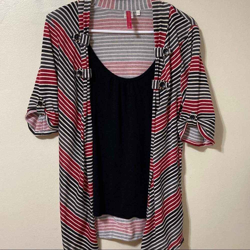 Black tank top with made in cardigan